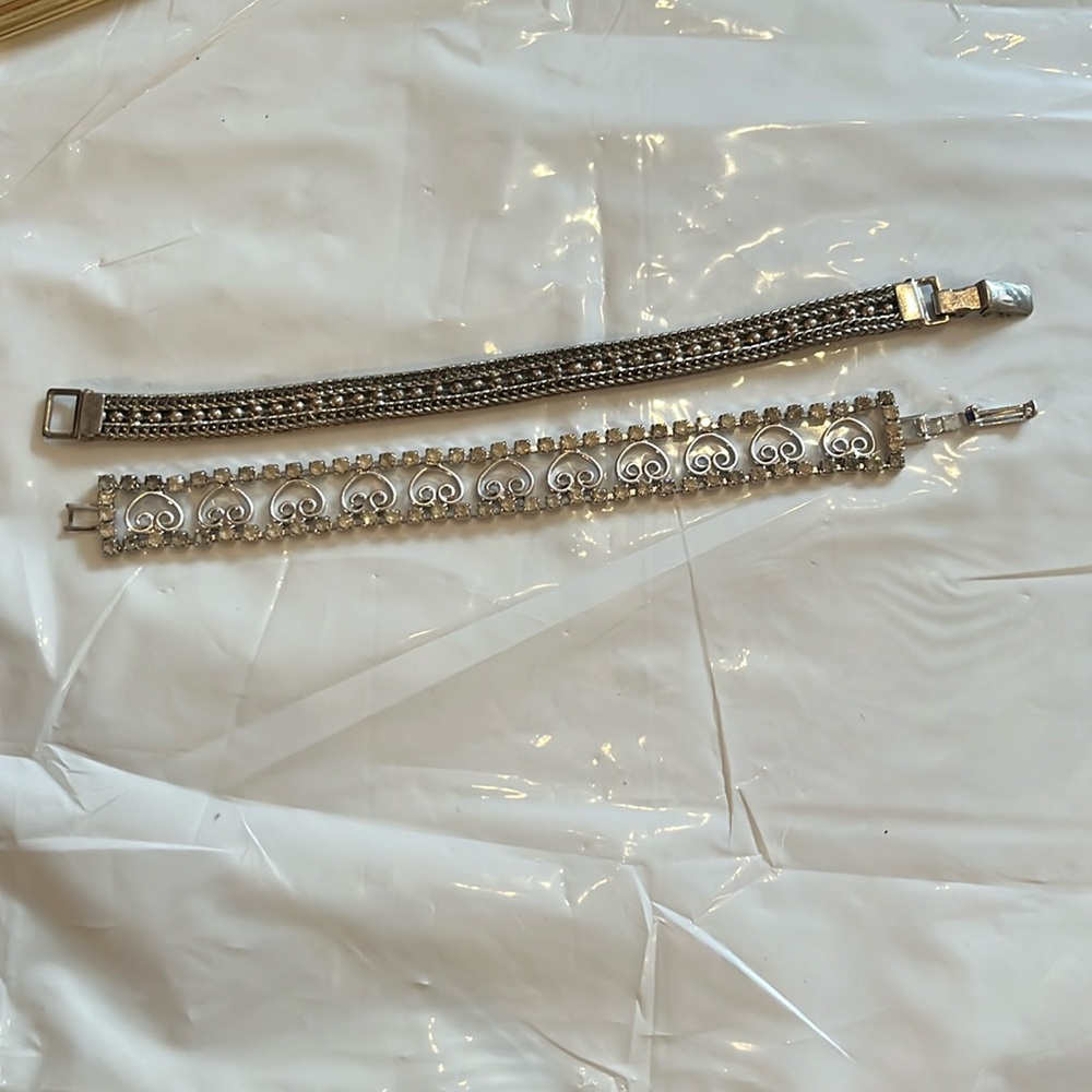 Vintage Silvertone Woven Decorative Bracelets, Unbranded